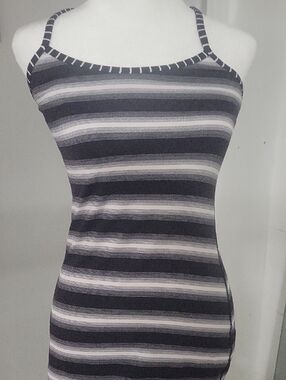 LULULEMON Striped Black and White Spaghetti Strap Tank Top